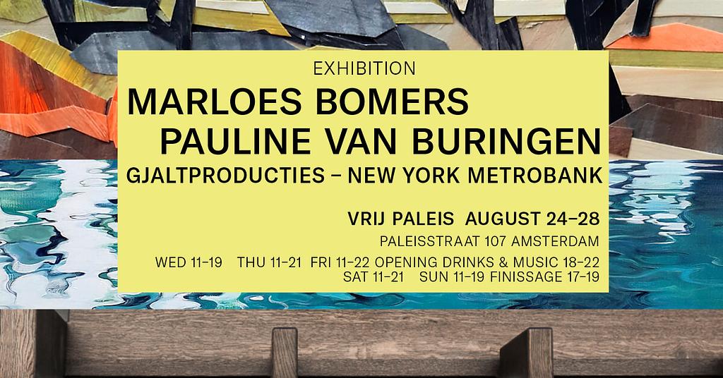 24 t/m 28 augustus exposeer ik een flinke hoeveelheid schilderijen en linoprints in gezelschap van Marloes Bomers (serie grote collages) en Hieke Aardema / GjaltProducties (iconische 'New York Metrobank) in het royale 'Vrijpaleis' - Paleisstraat 107, Amsterdam - Centrum (achter de Dam). Openingstijden: wo 24, 11.00- 19.00 uur, do 25, 11.00 - 21.00 uur, vrij 26, 11.00 - 22.00 uur - zaterdag 27, 11.00 - 21.00 uur, zondag 28, 11.00 - 21.00 uur. Van harte welkom! Bring a friend :) EXPOSITIE VRIJPALEIS