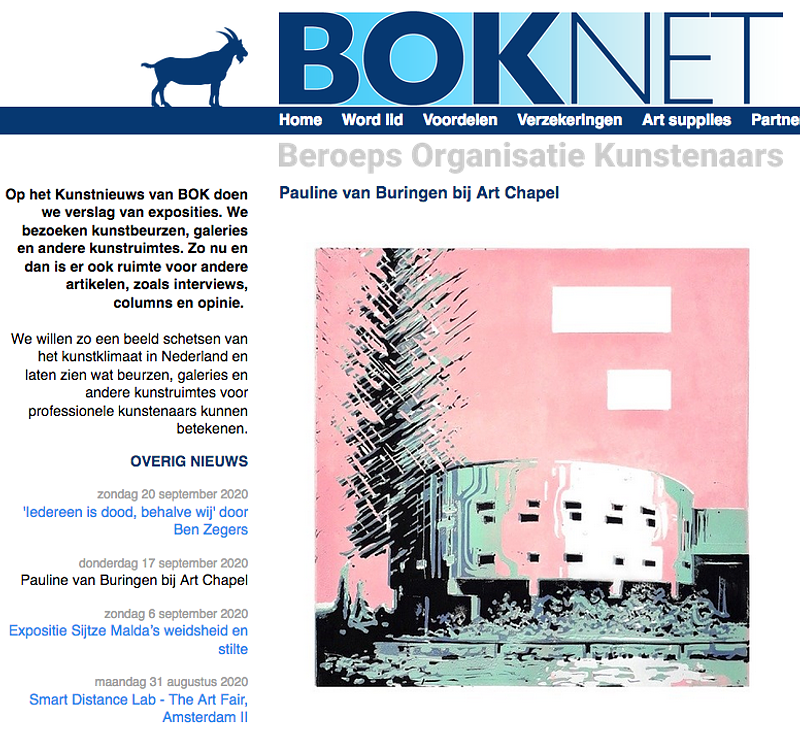 Kunstnieuws Boknet over solo-expo Art Chapel