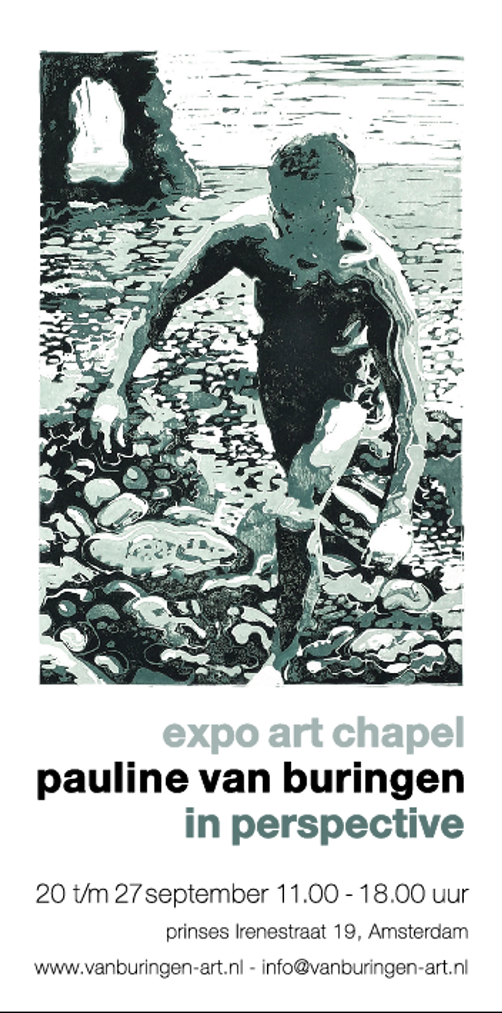 Expositie in de Art Chapel van 20 - 27 september 2020Ruim 30 schilderijen en 35 ingelijste tekeningen en linoprints zijn te zien in de bijzondere 300m2 van de Art Chapel, Beatrixpark, Pr. Irenestraat 19, Amsterdam Zuid. Ik ben zelf aanwezig. Openingstijden 11.00 - 18.00 uur. Welkom! SOLO EXPOSITIE ART CHAPEL